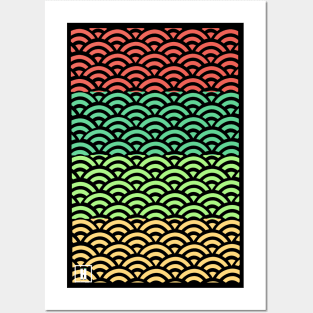 Retro Japanese Clouds Pattern RE:COLOR 17 Posters and Art